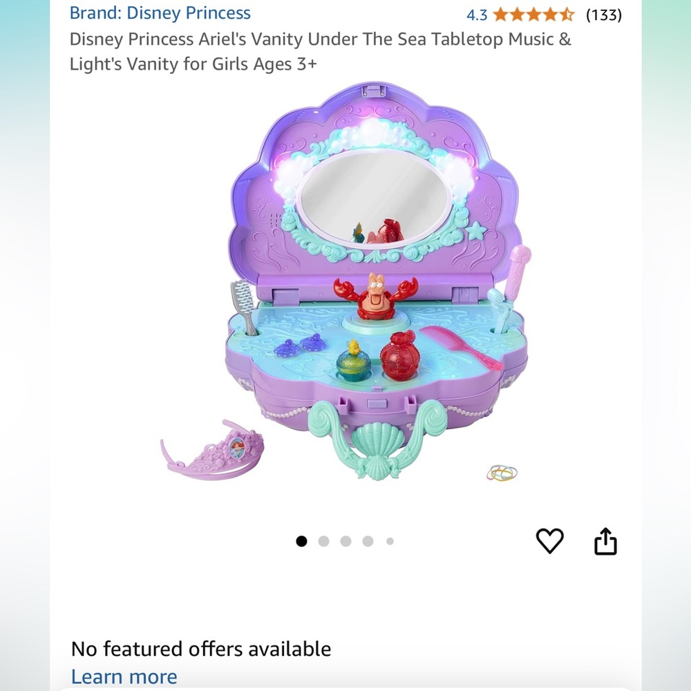 💖NWT DISNEY PRINCESS ARIEL’S VANITY, UNDER THE SEA TABLETOP, MUSIC, LIGHTS - Picture 12 of 16